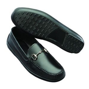 NEW!! Men’s T.B.Phelps Black Leather Horse Bit Driving Loafer Size 10W